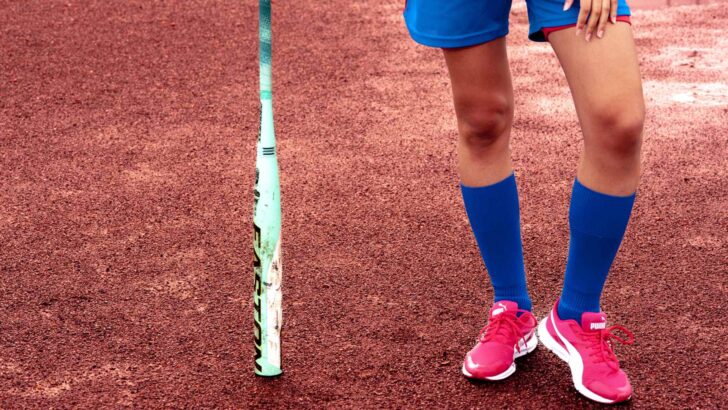 Close-up of bat-and-ball equipment during play