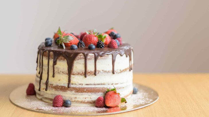 Close-up of a freshly prepared cake