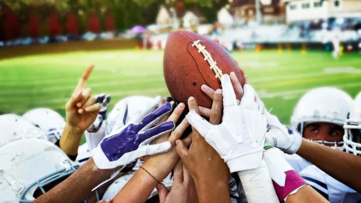 A football player in action outdoors