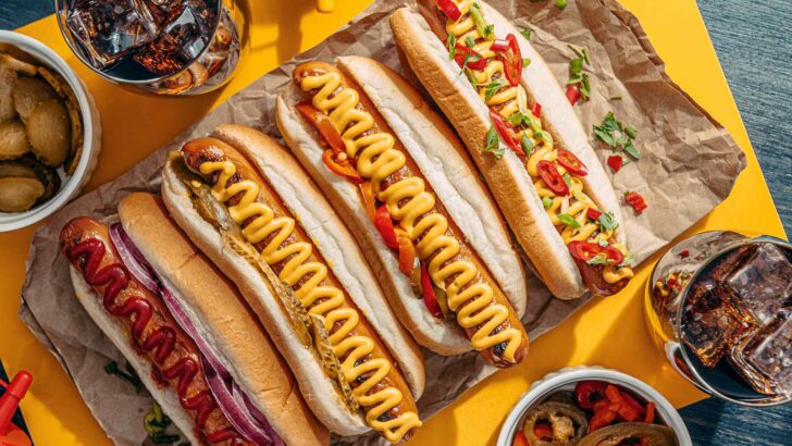 Close-up of a freshly prepared hot dog