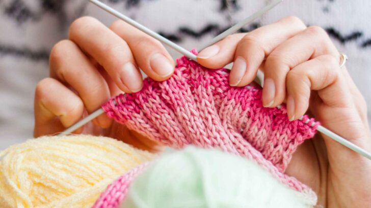People knitting with yarn and needles