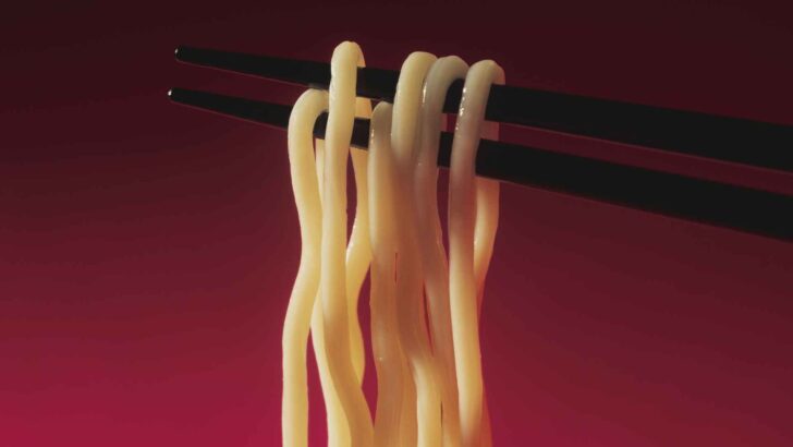 Prepared noodles displayed on a table