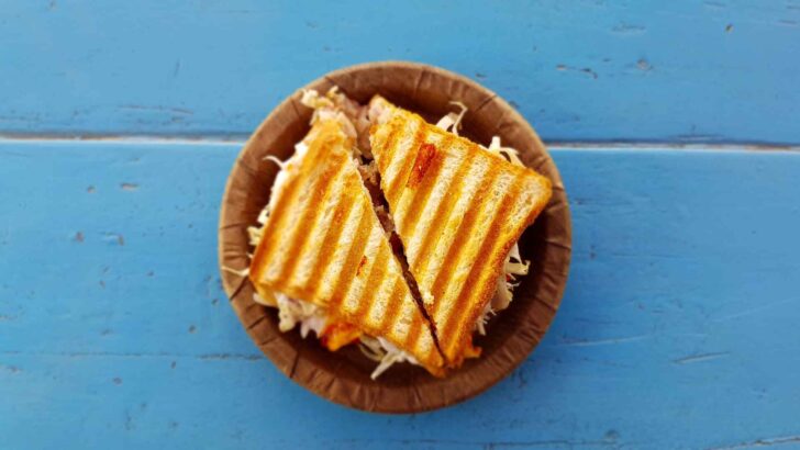 Close-up of a freshly prepared sandwich