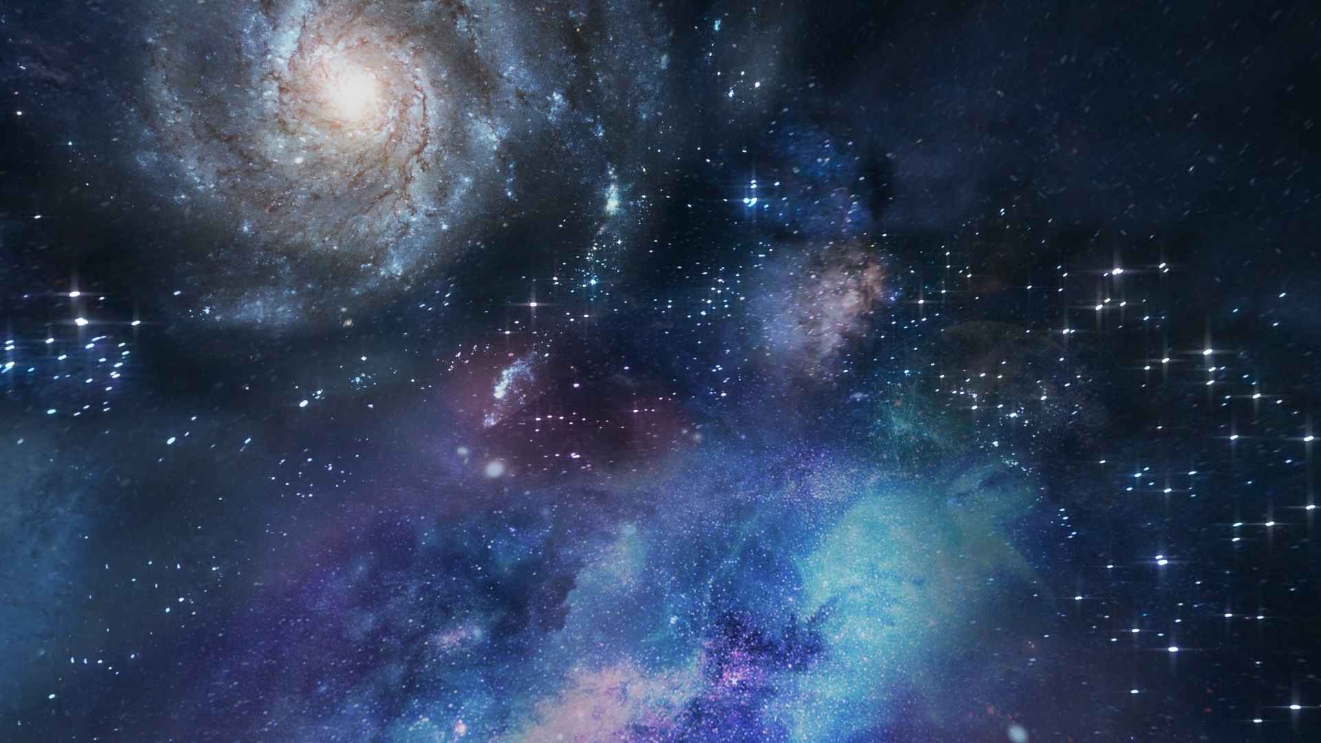 Bright stars and nebulae in deep space