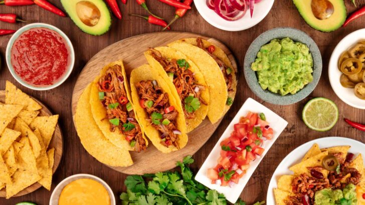 Close-up of a freshly prepared taco