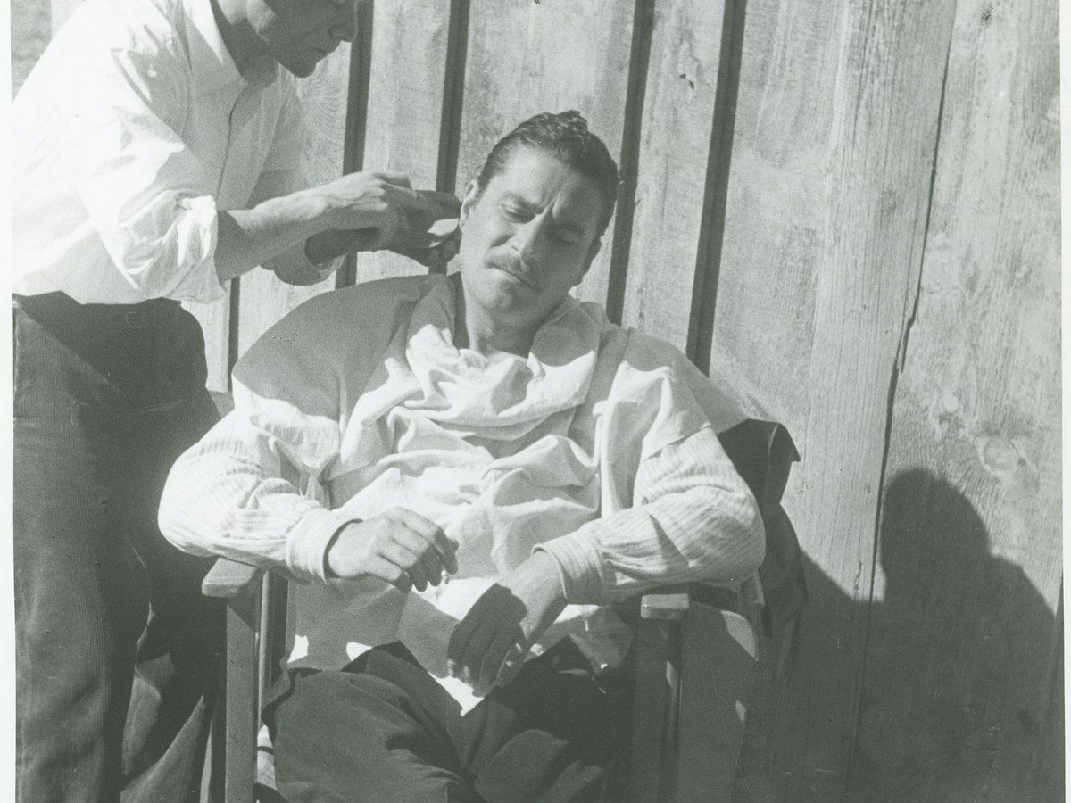 Actor being prepared for a stage or film performance