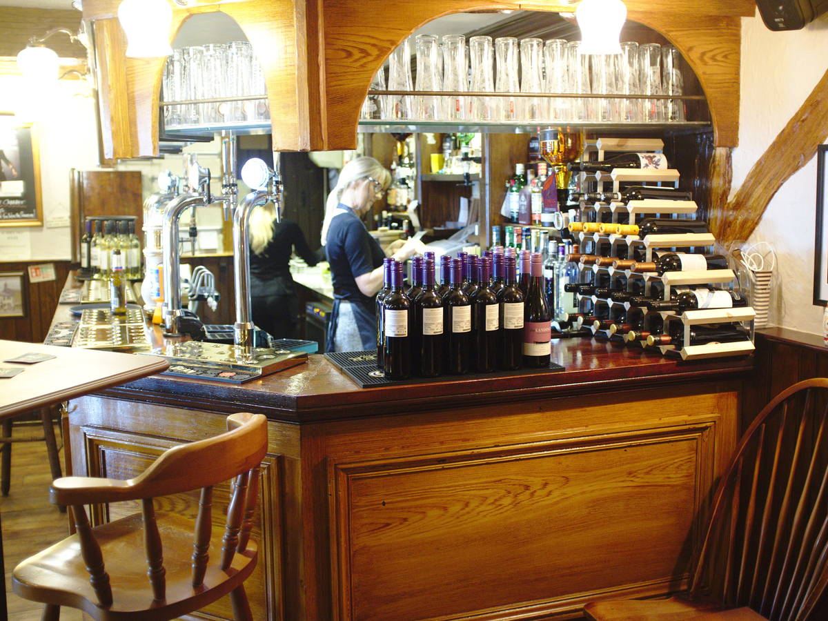 Wine bottles displayed inside a shop