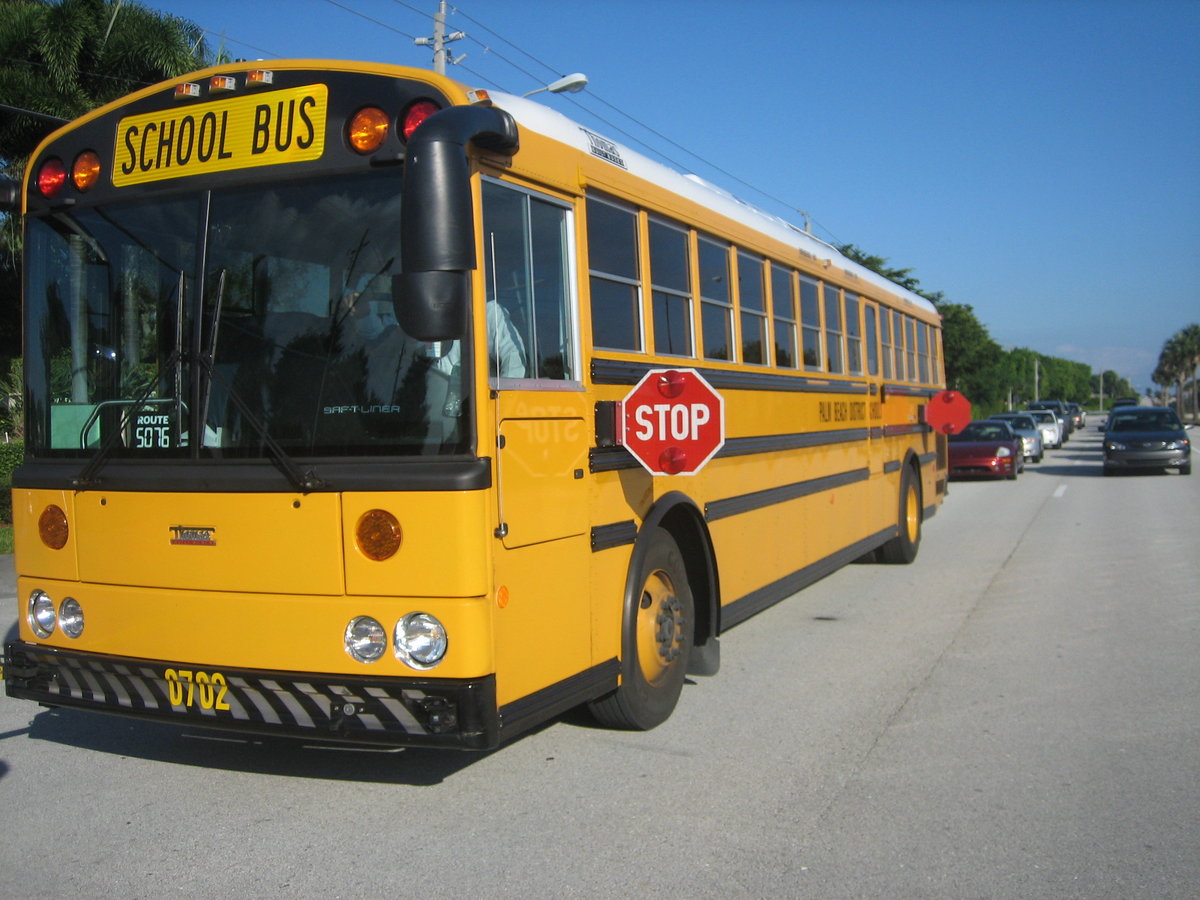 Yellow school bus parked outdoors