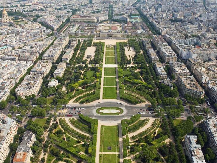 View of the Champ de Mars in Paris from the Eiffel Tower