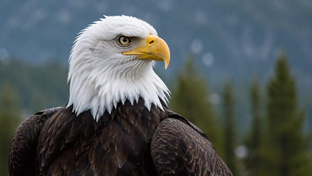 Close wildlife portrait of an adult bald eagle
